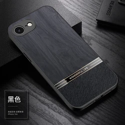 Matte Wooden Shockproof Phone Case with Lens Camera Protection for iPhone SE 4 (Black)
