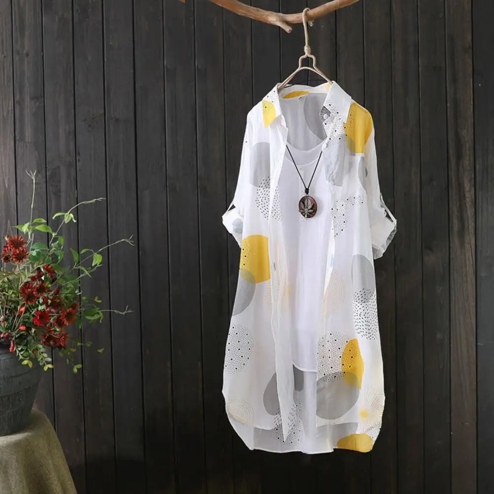

Lady Spring Coat Lady Cardigan Stylish Women's Irregular Hem Long Cardigan Contrast Color Single-breasted Lapel Loose Fit Thin