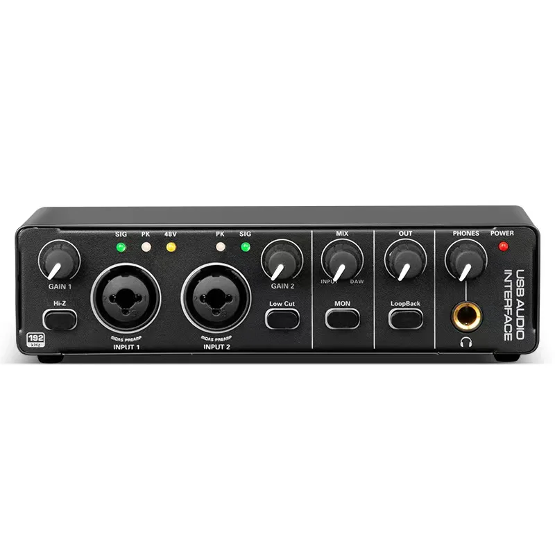 

USB Audio Interface, Audio Interface with 48V Phantom Power with Recording, Professional Audio Mic Preamplifier XLR/TSR/TS Ports