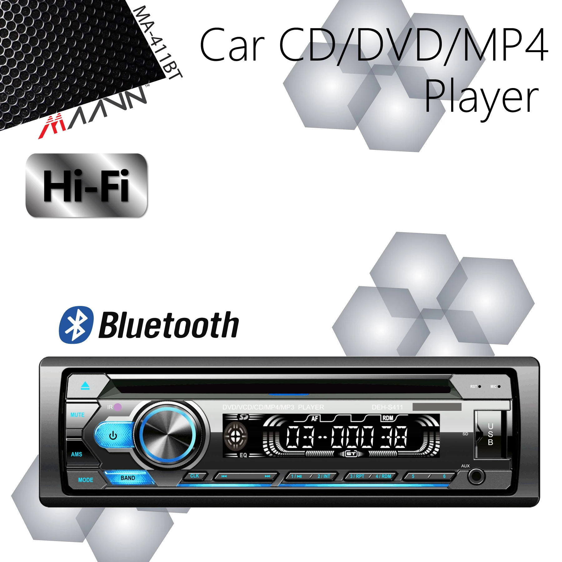 1Din CDVD USB/TF In Dash Radio Receiver Bluetooth Player For Volkwagon Peugeot Citroen Seat Fiat Toyota Honda Nissan Ford car radio car cd player