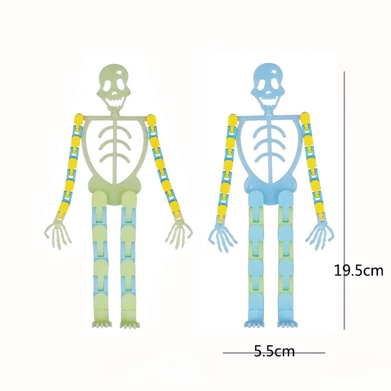 

Halloween Fluorescent Changeable Skeleton Man Removable Skull Decompression Novelty Toy Mobile Phone Holder Ornament Props