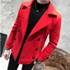 2023 New Fashion Men Double-Breasted Windbreaker Solid Color Slim Short Woolen Coat Winter Casual Warm Windbreaker Coat Size 5XL 3
