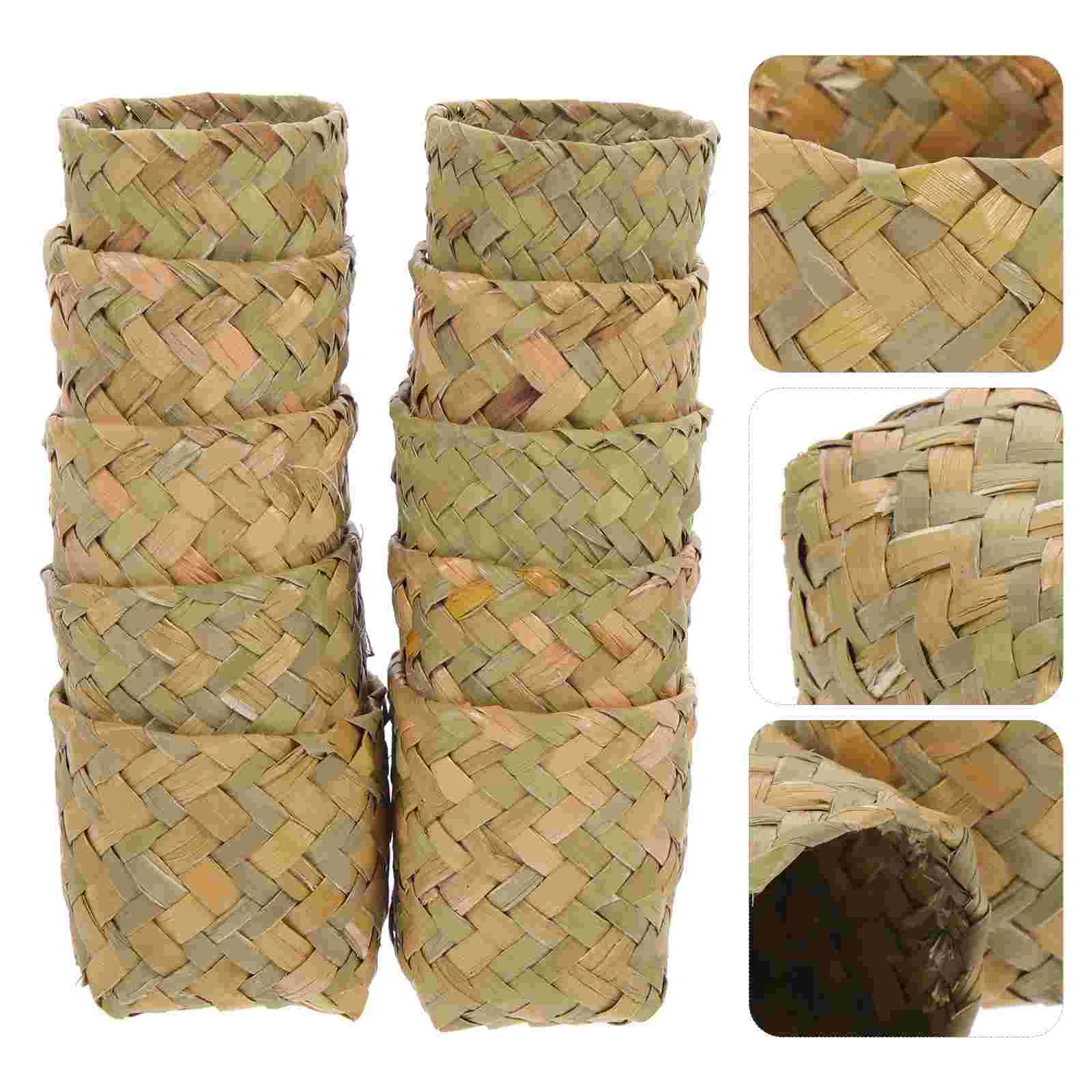 

Straw Woven Candy Boxes Engagement Ring Box Mini Candy Basket Gift Container Wedding Party Favors