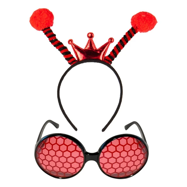 Women Girls Halloween Christmas Ladybird Hair Hoop Glasses Fairy Party Cosplay Fancy Costume Accessories Stage Performance Props 1