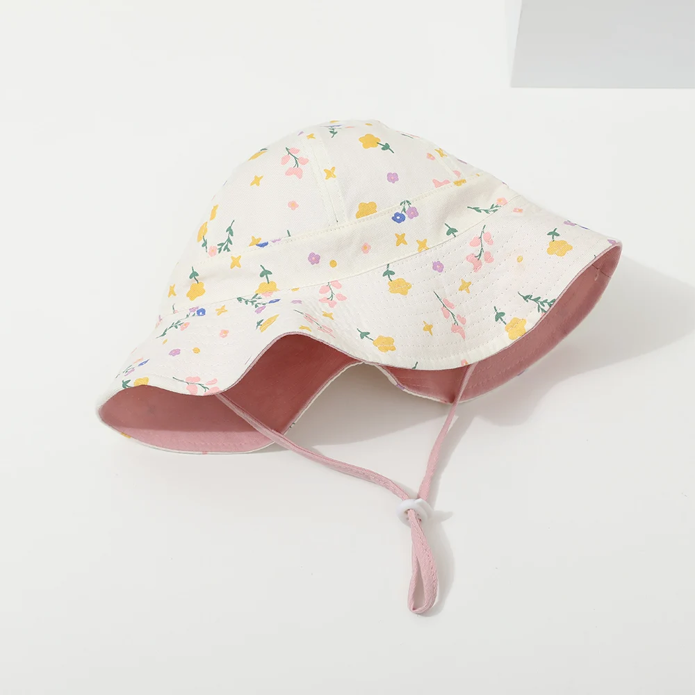 Flower Double Sided Children Bucket Hats Summer Baby Hat for Girls Toddler Fisherman Cap Outdoor Kids Beach UV Protection Hat