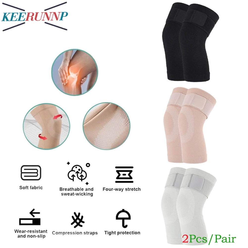 

1Pair Elastic Knee Sleeves - Compression Brace Support for Knee Pain Relief,Running,Weightlifting,Arthritis,Sports,ACL,Women Men