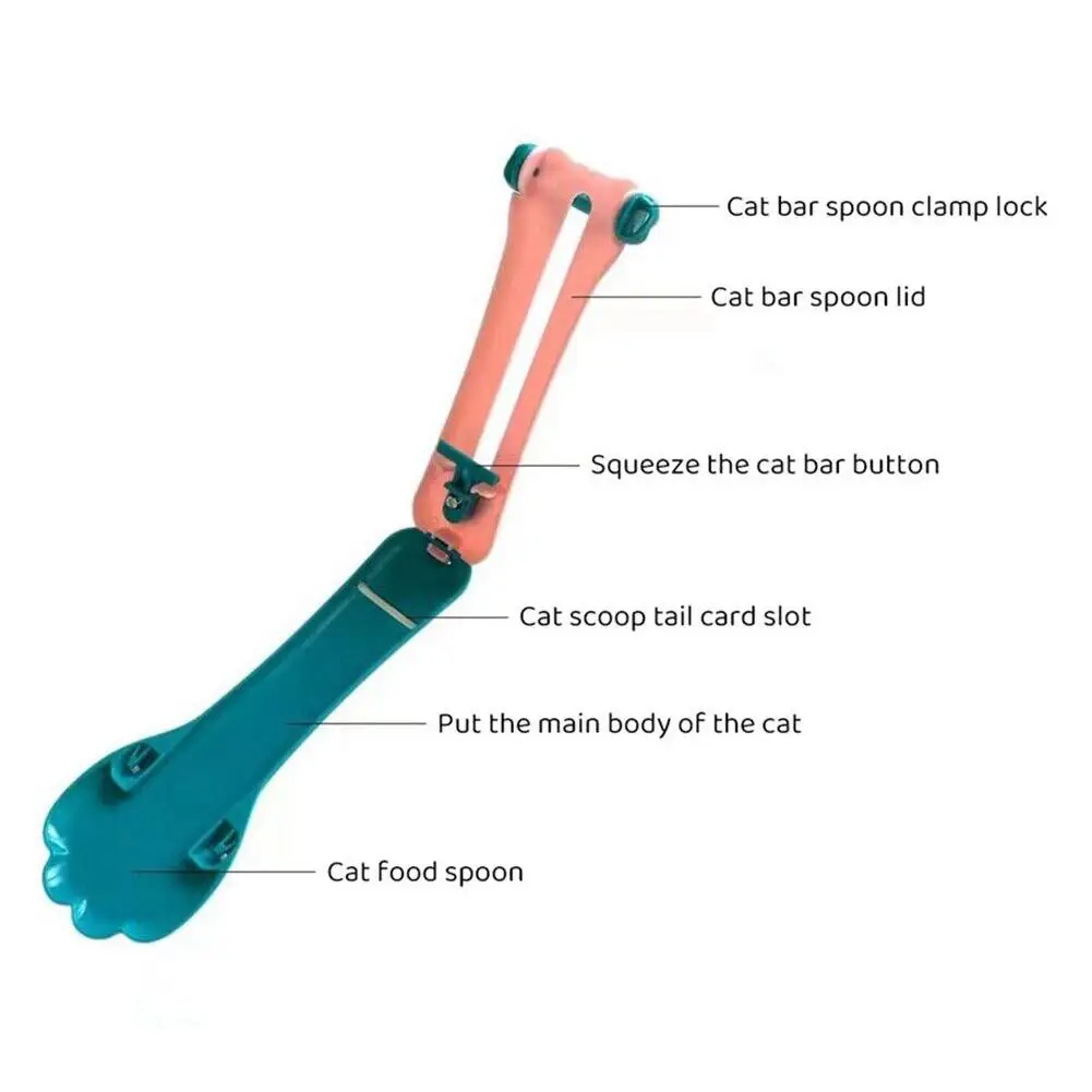 Title 8, Pet Cat Feeding Scoop Button Pushed Design Port...