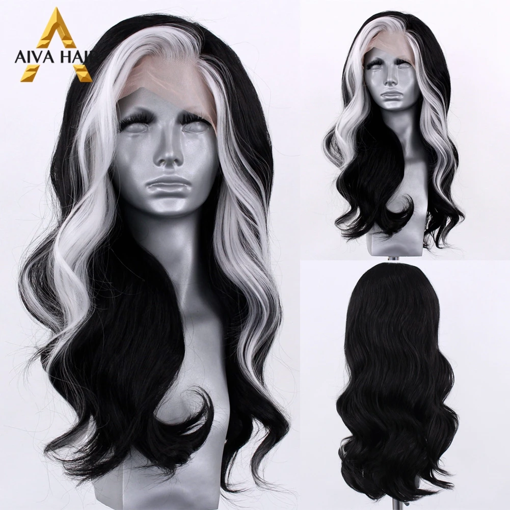 

White Black Synthetic Lace Front Wig Heat Resistant Pink Brown Lace Front Wig Aiva Drag Queen Synthetic Wigs For Black Women