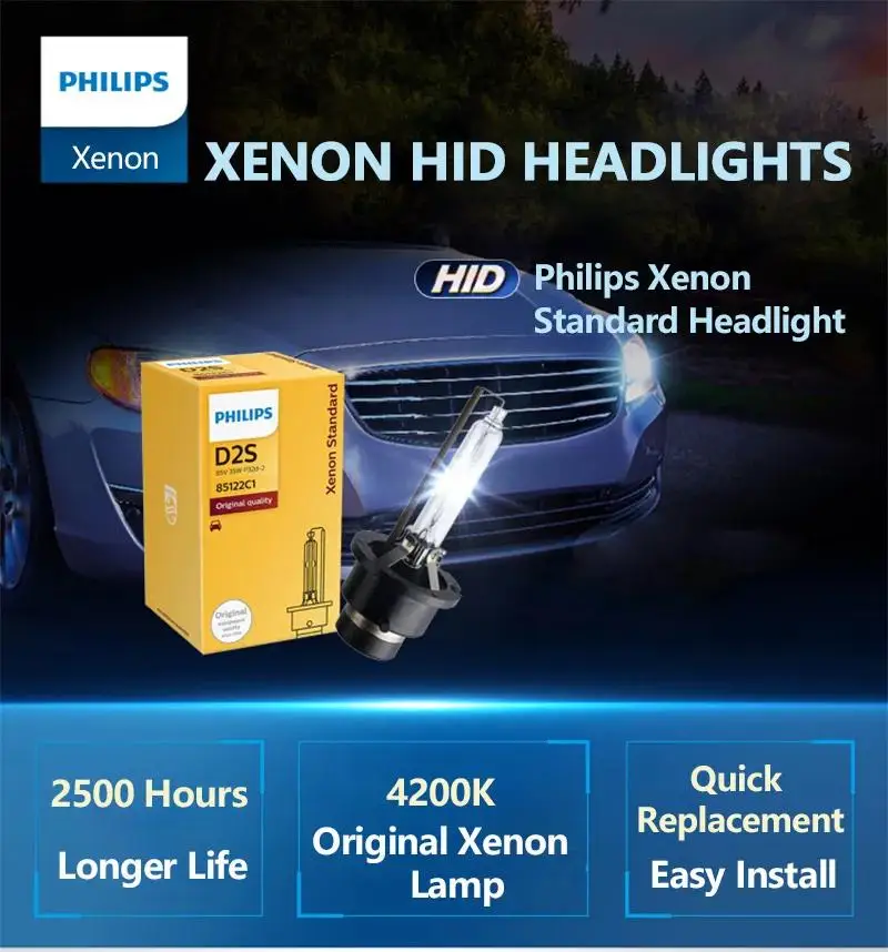 Philips D2R HID 85126 35W Xenon Standard Headlight 4200K Bright White Light Car Original Lamp ECE Approve 100% Authentic, 1X 4