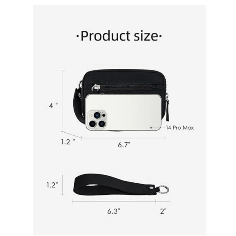 Nylon Quilted Puffer Wristlet Wallet with Multi-Zipper Storage and Organizer