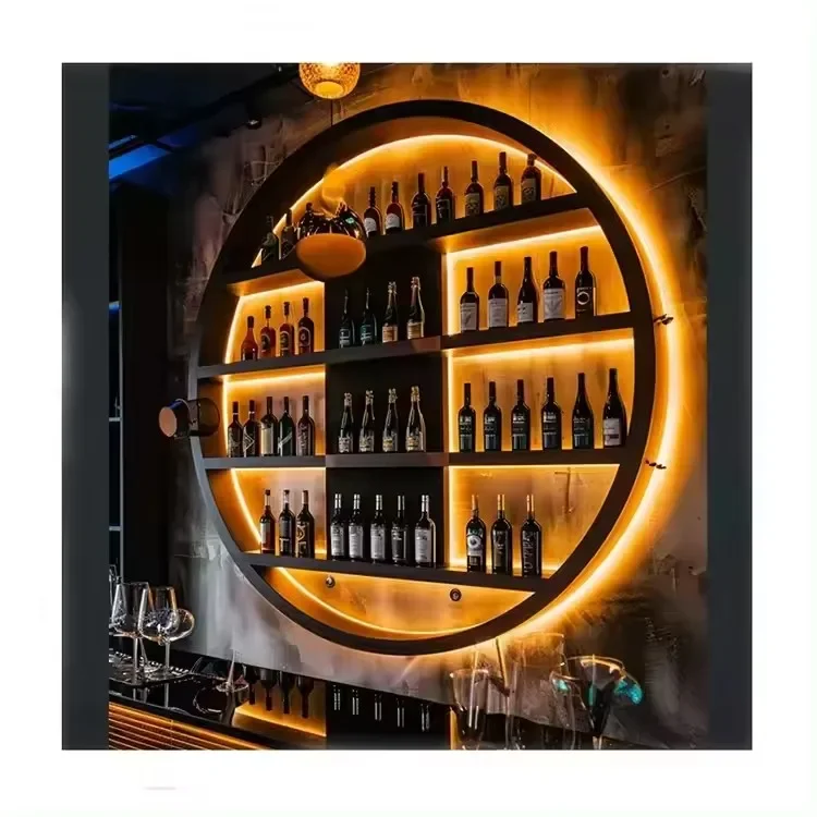 Metal Wine Rack Wine Shelves Commercial Bar Display Shelf Metal Stainless Steel Customized