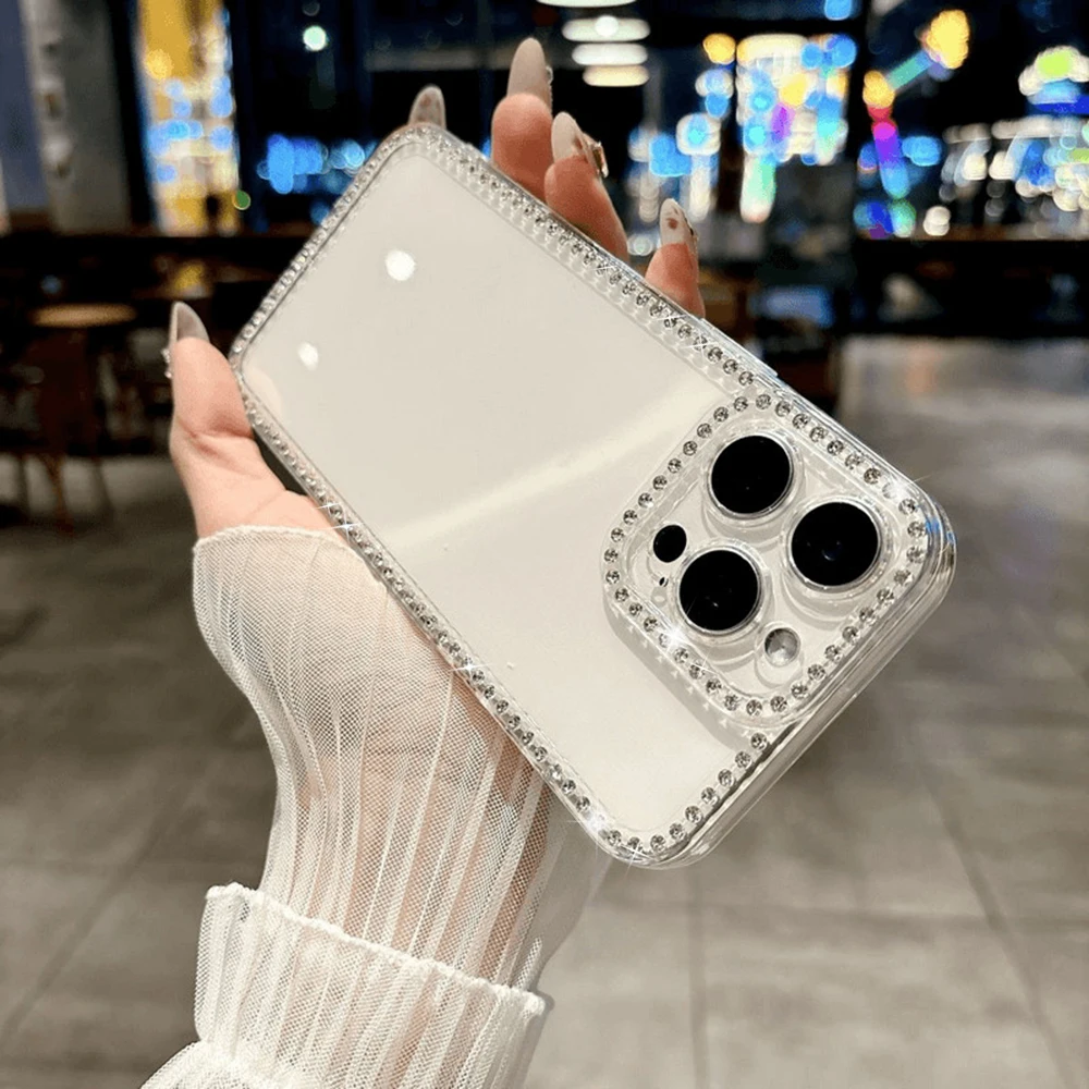 Luxury Transparent Diamond Jewelled Phone Case For iPhone 17 Pro Max 16 11 13 15 14 12 Glitter Bumper Back Cases Cover 2