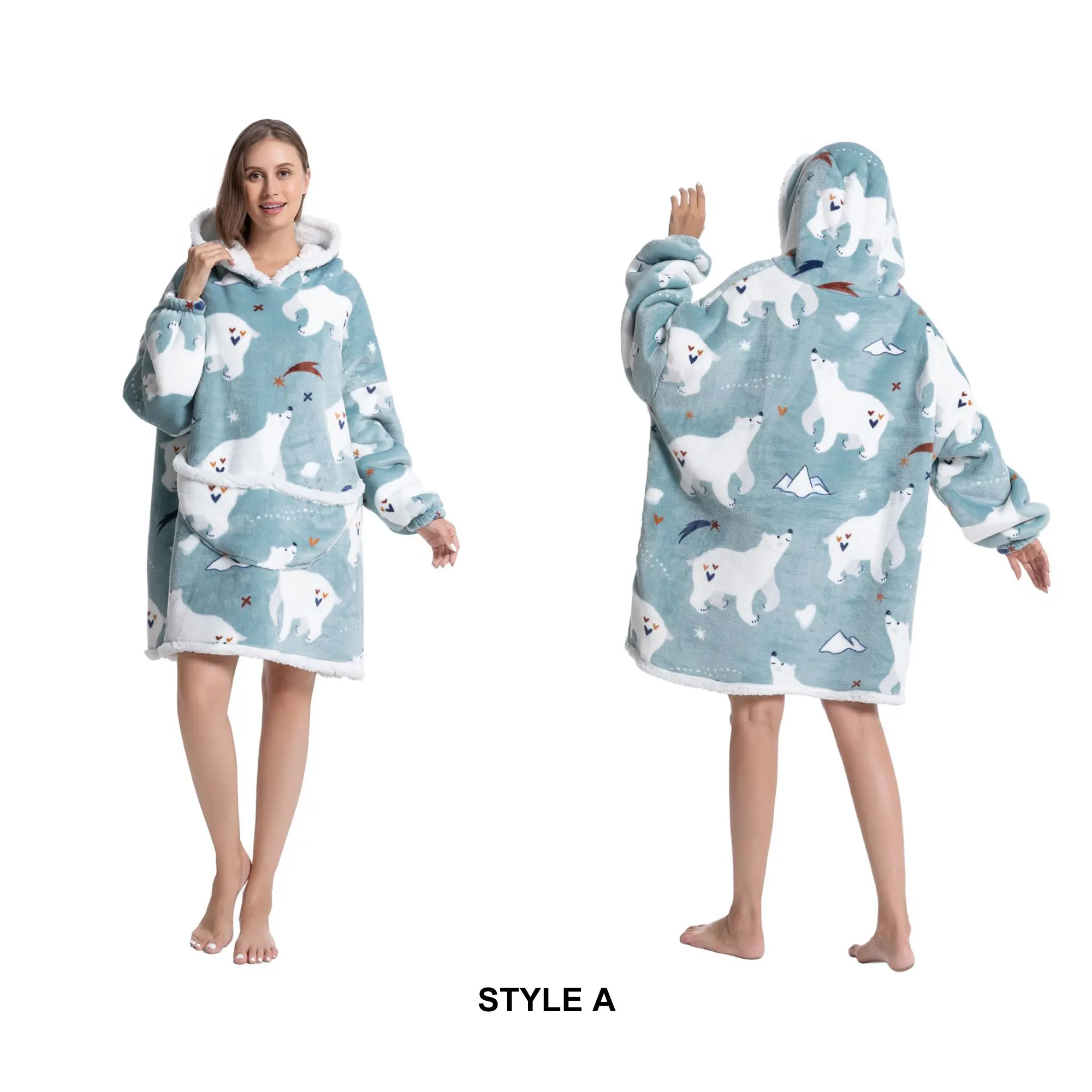 Cozy Sherpa Fleece Oversized Wearable Blanket Hoodie – Warm and Plush Hooded Sweatshirt