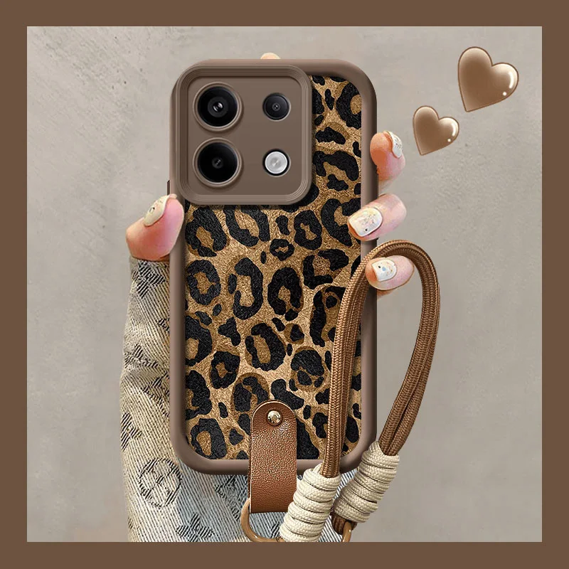Leopard Print Hang Strap Lanyard Wrist Chain Phone Case