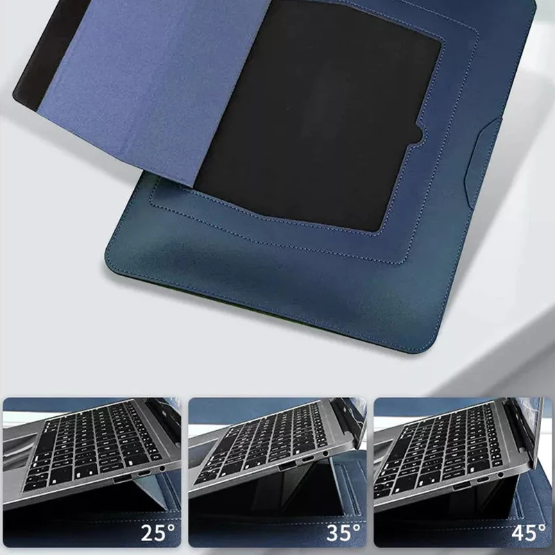 Versatile Waterproof Leather Laptop Sleeve with Built-in Stand