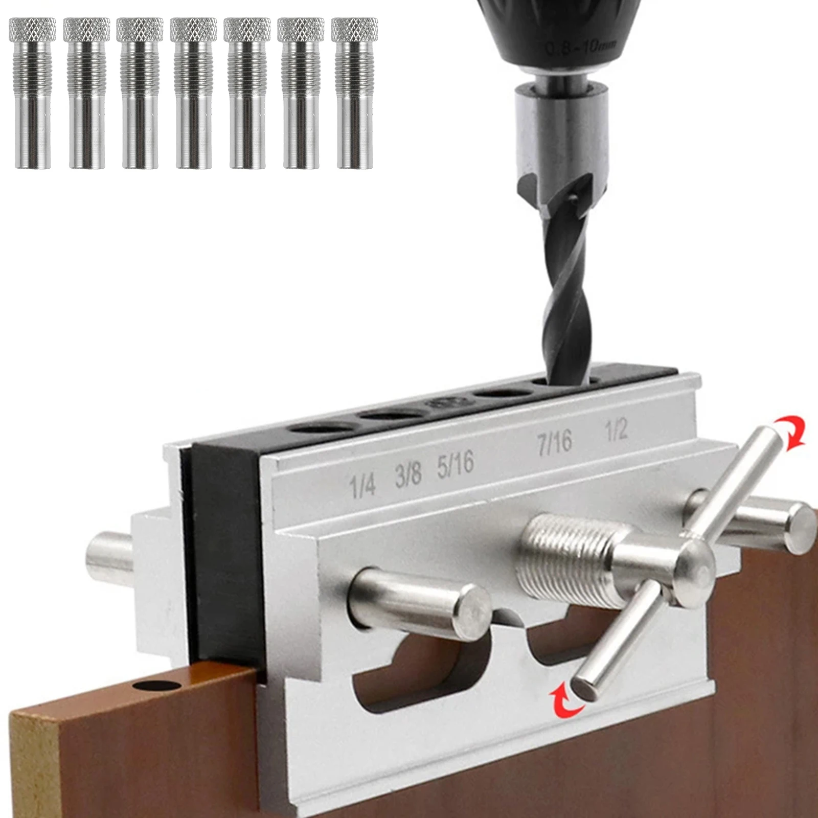 

Self Centering Doweling Jig Aluminum Straight Holes Drill Guide Adjustable High Precision Punch Locator Woodworking Tool