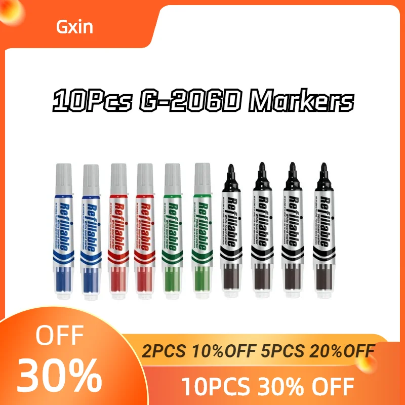 Gxin G-206D 10 Pcs Erasable Whiteboard Markers,Free Shipping,Replaceable Refill,Fiber Tip,Water-based Ink,School MeetingSupplies linux based free sdk