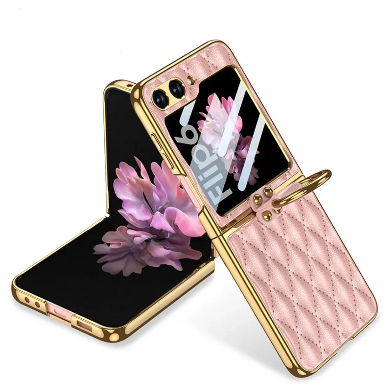 

Small fragrant style protective case with ring for Samsung Galaxy Z Flip 6 diamond pattern simple folding phone case