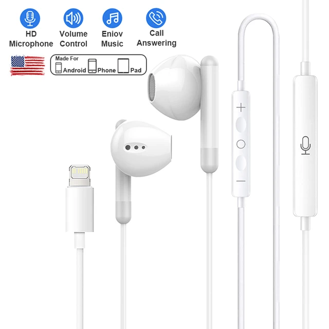 Auriculares Bluetooth originales con cable para iPhone 14, 13, 12, 11 Pro  Max, Mini, XS, XR, SE, 7, 8, 6 Plus, auriculares intrauditivos para Apple  Lightning - AliExpress