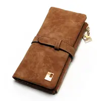New Fashion Women Wallets Drawstring Nubuck Leather Zipper Long Design Purse Two Fold More Color Clutch Purse Women Coin Purse 2