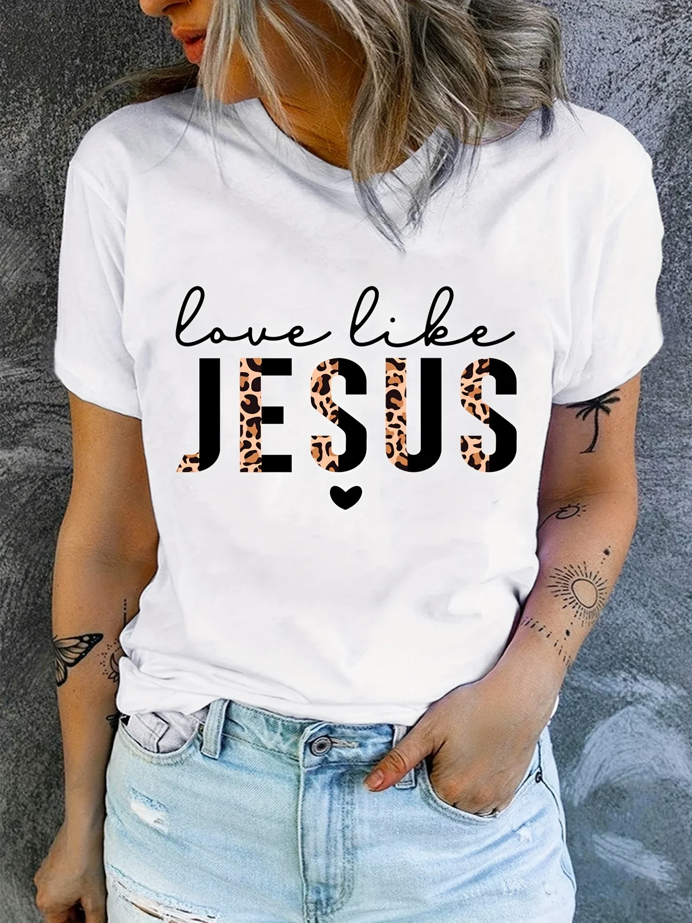 Blessed Shirt For Women - Love Heart & Flower Print Tee In Soft Purple, Large Size - View #9