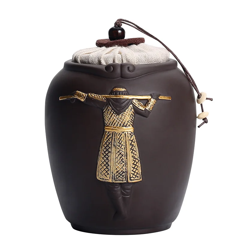 Figure Ceramic Tea Cans Sealed Candy Coffee Bean Storage Bottles Crafts Ornaments Food Containers Home Decoration