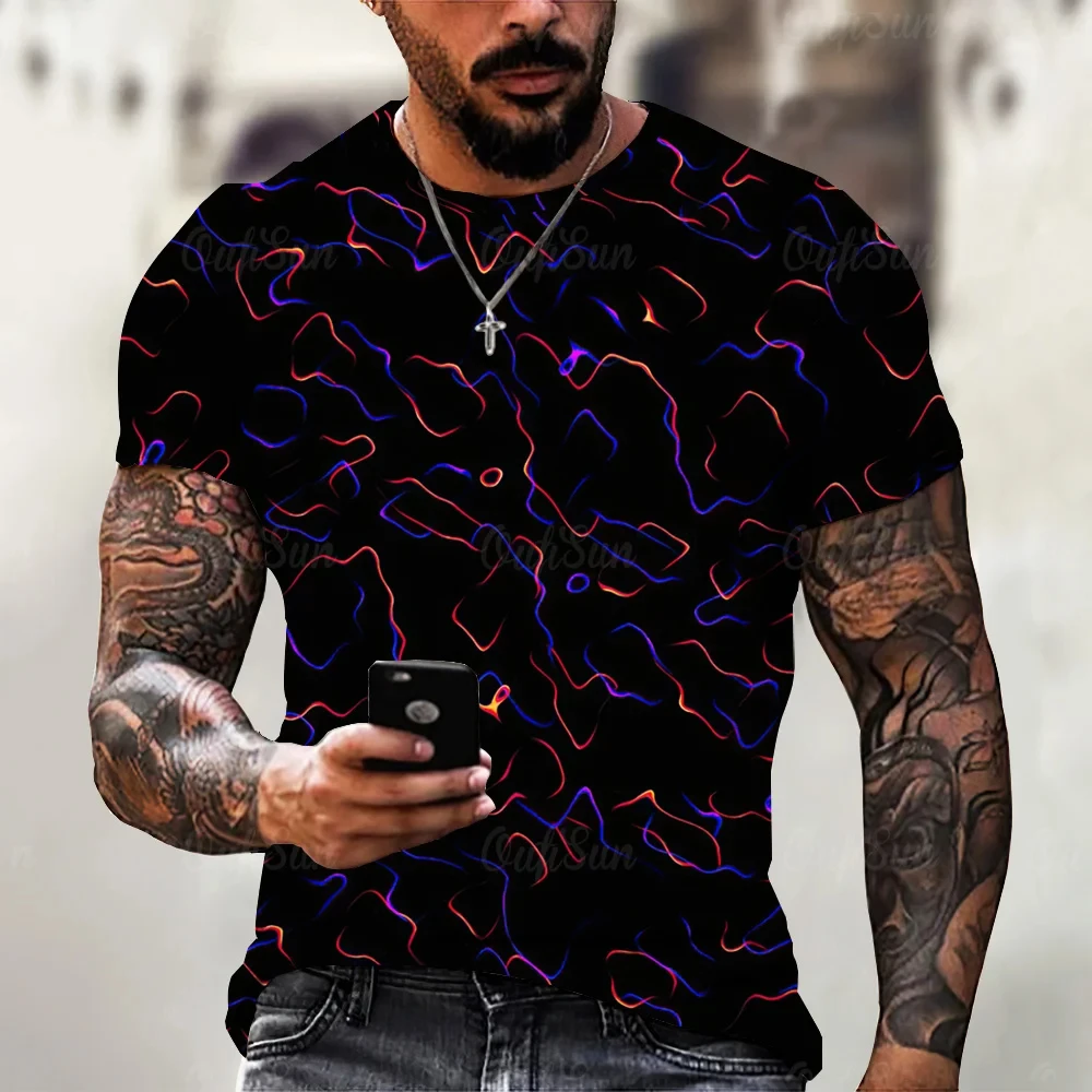 

2024 Summer New Men's T-shirt Casual Lightning Cool 3D digital printed men's O-collar short-sleeved T-shirt men's clothing