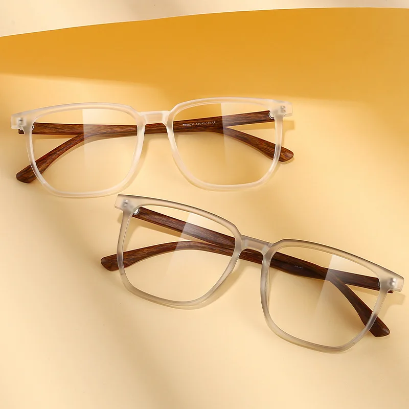 Wood Pattern Retro Anti Blue Light Glasses for Men Optical TR90 Male Square Glasses Frame Women Clear Lens Gift Frames F75233 2