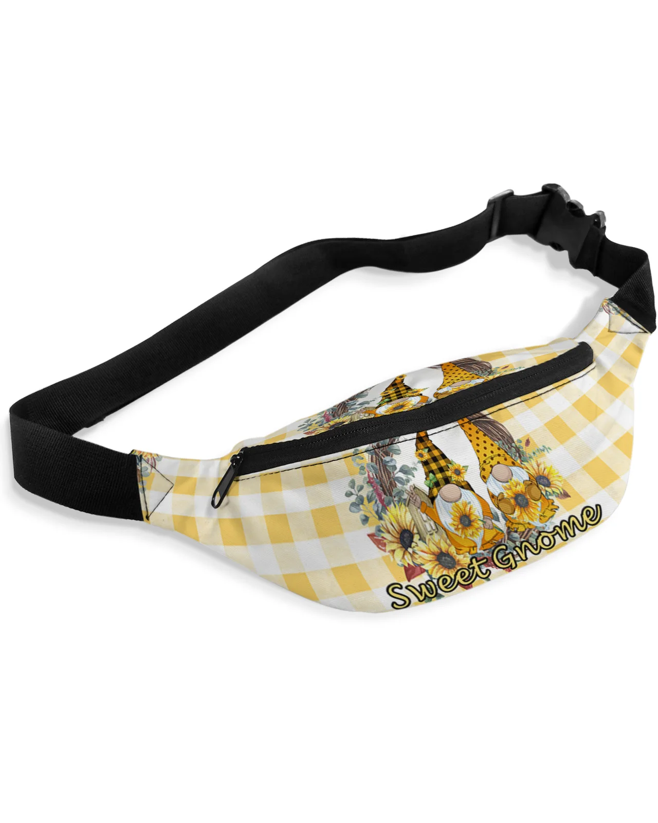 

Home Sweet Gnome Lattice Sunflower Waist Bag Women Men Belt Bags Large Capacity Waist Pack Unisex Crossbody Chest Bag