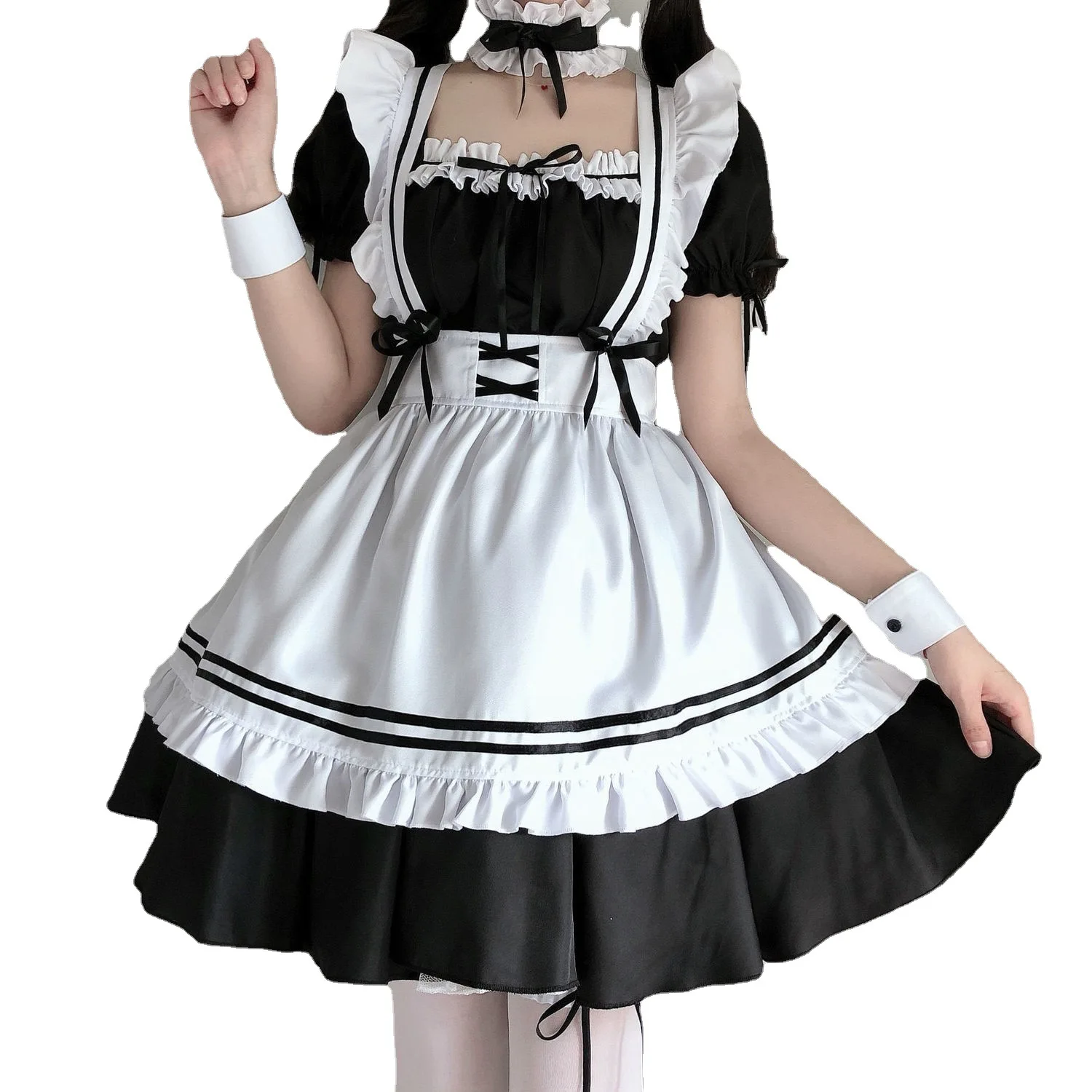 

Cute Lolita Maid Dress Cosplay Costumes Girls Women Lovely Maid Uniform Dress Animation Japanese Maid Clothes Outfit Halloween