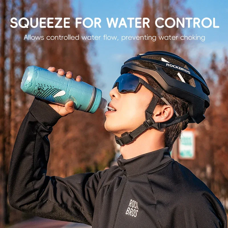 Bicycle Water Bottle ROCKBROS Cycling Water Bottle Cold Water Insulated Thermal Silicone 620ml