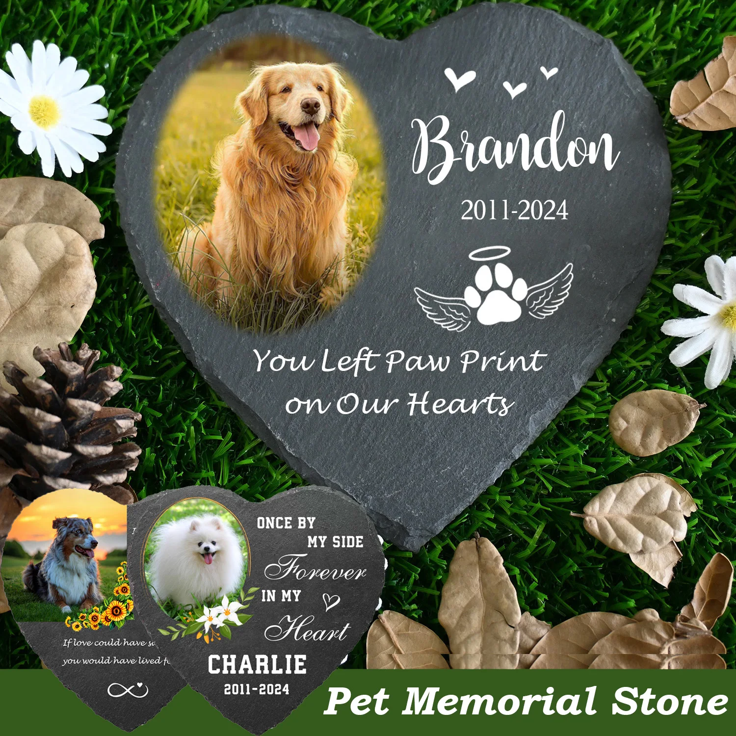 Personalized Pet Memorial Stone with Photo Printing Loss of Dog Cat Gift Dog Memorial Stone Grave Marker Plaque Tombstone dog memorial statue