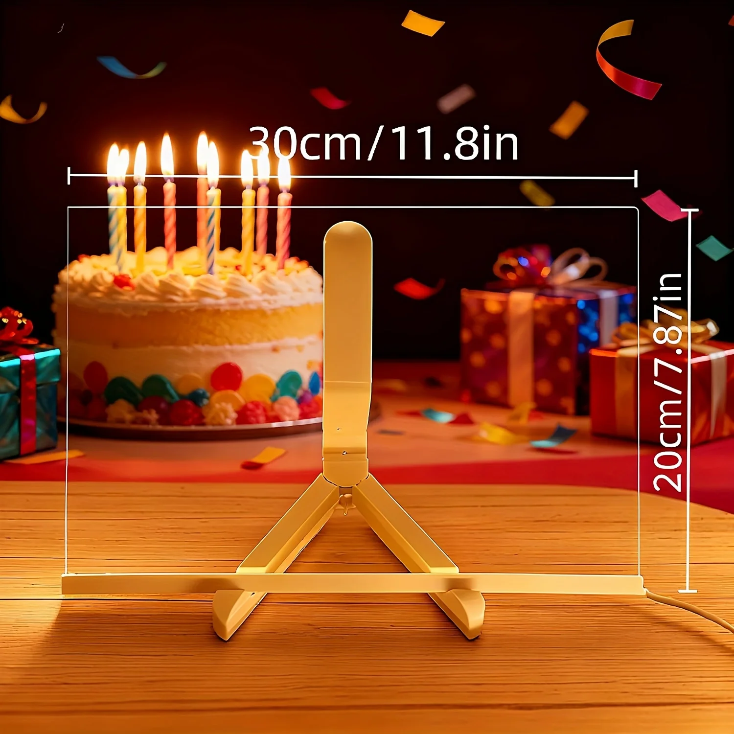 LED 조명 아크릴 메시지 보드 1세트, 탈부착 및 지울 수 있는 USB 드로잉 보드, 스탠드가 있는 재사용 가능한 낙서 보드, 7가지 색상