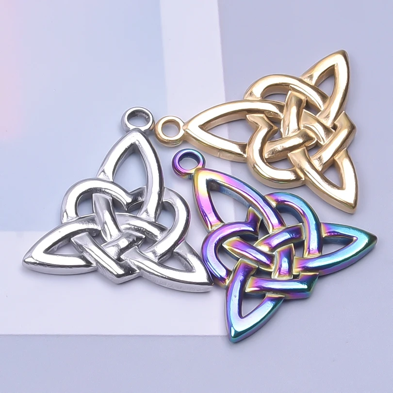 

10pcs Heart Triquetra Symbol Pendant Stainless Steel Charm Accessories Making DIY Designer Earrings Necklace Jewelry Supplies