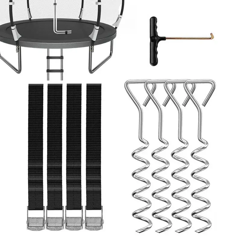 

Trampoline Anchor Kit Adjustable Outdoor Trampoline Tie Down Anchor Stakes Camping Picnics All-Weather Stainless Steel Stakes