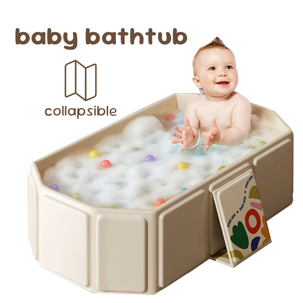 Foldable Baby Bathtub with Drain Outlet for Infants and Toddlers