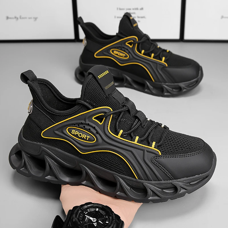 Men's Casual and Comfortable Running Sneakers, Durable Lace-Up Design, Suitable for Outdoor Sports and Daily Wear