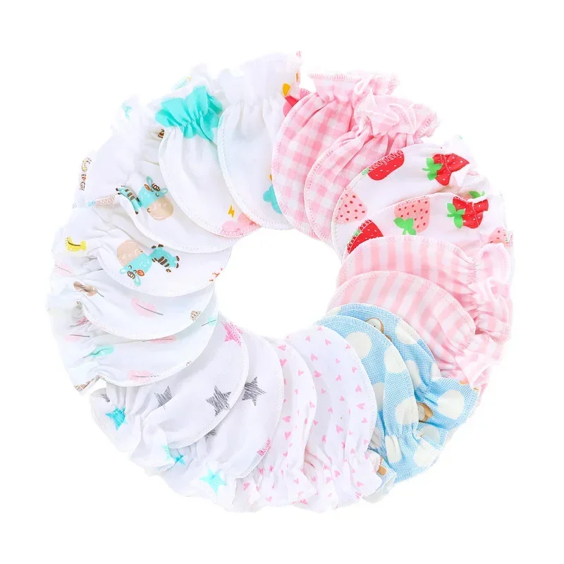 5Pairs Baby Gloves for Newborns 0-3 Months Infant Anti-Grab Face Anti-Eat Hand Glove Cute Printed Newborn Baby Glove