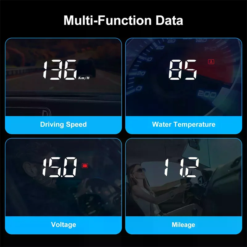 Display Head-Up M3 HUD, Computer di Bordo OBD2, Proiettore di Velocità, Computer di Bordo Auto OBD2, Allarme Consumo Carburante, Accessori Auto - immagine 6