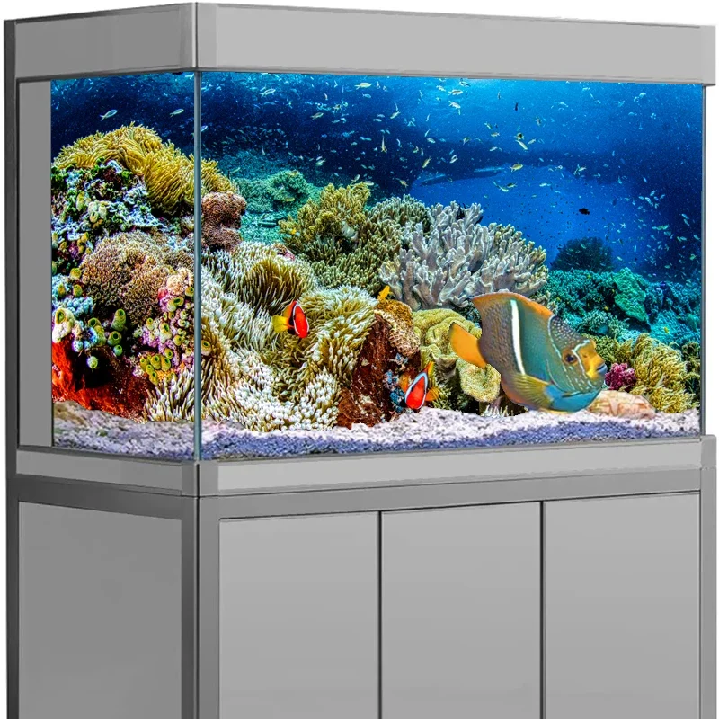 

PVC Fish Tank Decoration Poster Double Side 3D Background For Aquarium Ocean Plants Landscape Painting Sticker Decor Ornament