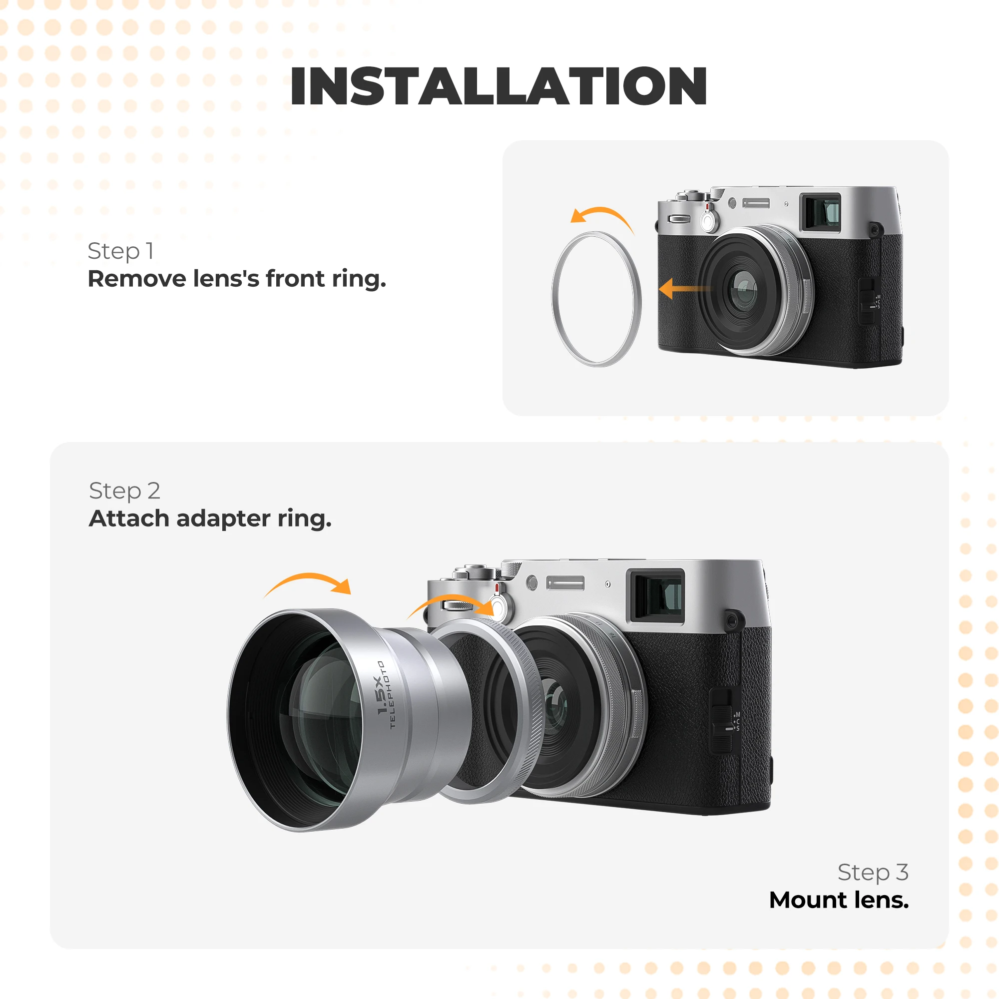 New Style Fujifilm HD 1.5x Telephoto Lens for Fuji X100VI and X100V Cameras Phot