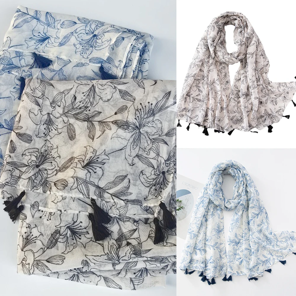 

RIMAIRE Patterned Organza Voile veil 2024 New Scarves Hijabs For Woman Modal Muslim Hijab Instant Hijab Jersey Islamic Headscarf