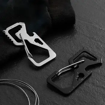 Outdoor Multitools Carabiner Clip EDC Stainless Steel Keychain Survival Gear Gadget Bottle Opener Screwdriver Multi Pocket Tool 1