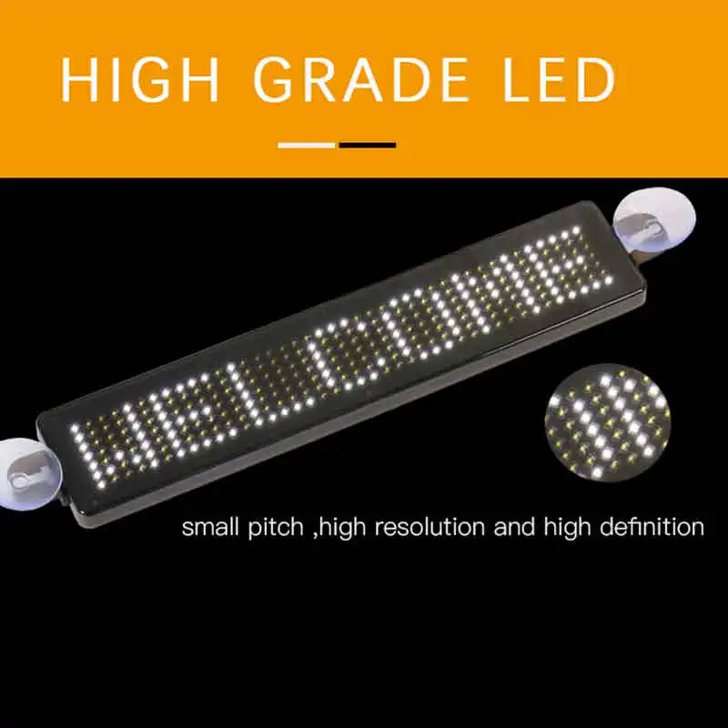 Led 자동차 디스플레이 로그인 블루투스 APP 프로그래밍 가능한 스크롤 메시지 보드 후면 창 흡입 컵 빌보드 새로운 USB 23*5cm