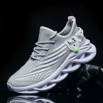 Sports Men's Casual Running Shoes Outdoor Classic Breathable Running Shoes Comfortable Anti Slip Fly Woven Mesh Lace Up Shoes