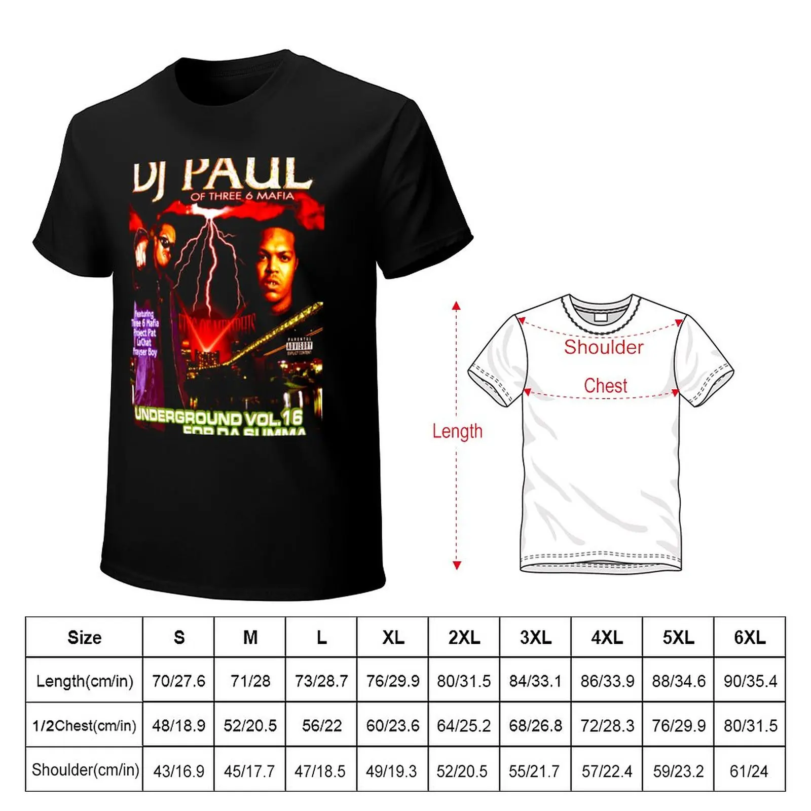 Dj Paul Three Six Mafia T-Shirt Anime t-shirt anime big and tall t shirts  for men