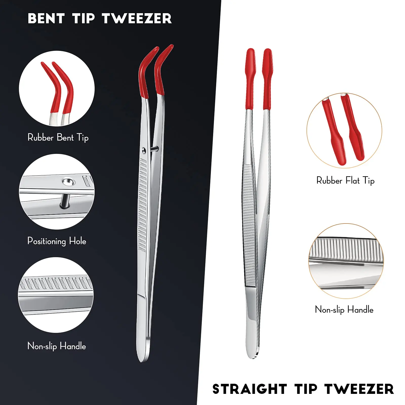 1/4 Pieces Tweezers With Rubber Tips Tweezers Rubber PVC Silicone Coated Non Marring Flat Tip Bent Tip Tweezers Tipped Tweezers 2