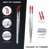 1/4 Pieces Tweezers With Rubber Tips Tweezers Rubber PVC Silicone Coated Non Marring Flat Tip Bent Tip Tweezers Tipped Tweezers 2