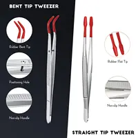1/4 Pieces Tweezers With Rubber Tips Tweezers Rubber PVC Silicone Coated Non Marring Flat Tip Bent Tip Tweezers Tipped Tweezers 2