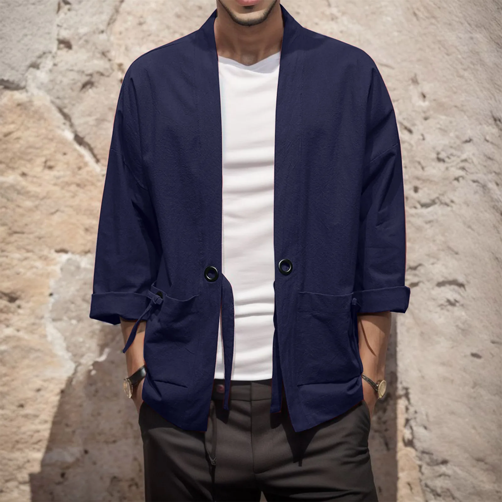 Men Women Cardigan Chinese Traditional Japanese Clothing Kimono Cardigan Solid Shirts Men Basic Samurai Costume Male Streetwear